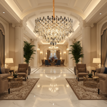 Crystal Chandelier MONARCH Magno 12xE14, Διάμετρος 60cm, Ύψος 40cm, Γυαλιστερό χρυσό, Ρυθμιζόμενο ύψος, Κομψή σχεδίαση Crystal Chandelier Προεπιλεγμένος τίτλος Alessandro Design