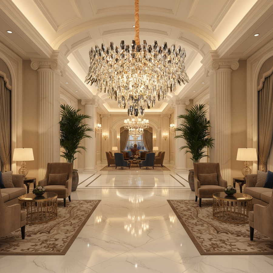 Crystal Chandelier MONARCH Magno 12xE14, Διάμετρος 60cm, Ύψος 40cm, Γυαλιστερό χρυσό, Ρυθμιζόμενο ύψος, Κομψή σχεδίαση Crystal Chandelier Προεπιλεγμένος τίτλος Alessandro Design