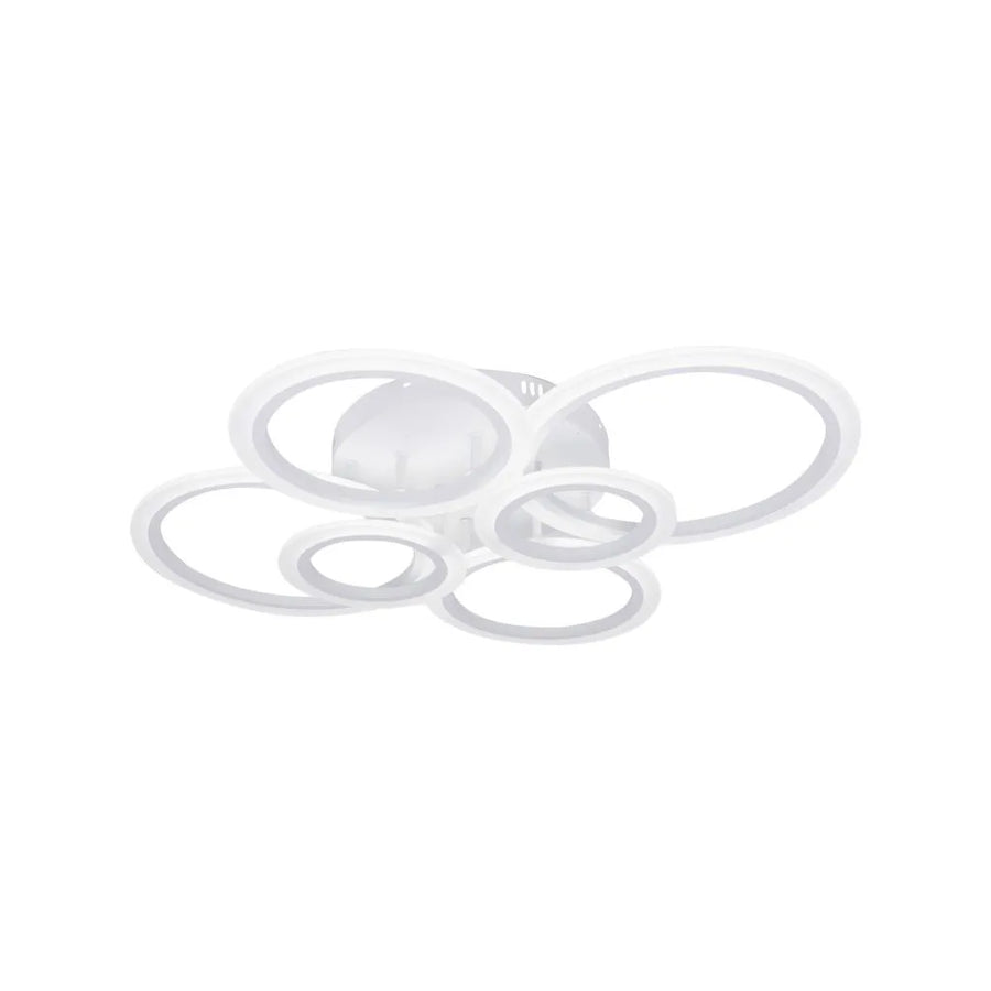 LED πολυέλαιος με τηλεχειριστήριο Betty, 82W, 6 κύκλοι, κρύο/ζεστό/ουδέτερο φως, ασταθές, λευκό
