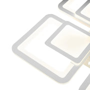 LED πολυέλαιος με τηλεχειριστήριο σουσάμι, 77W, 4 τετράγωνα, κρύο/ζεστό/ουδέτερο φως, ασταθές, λευκό