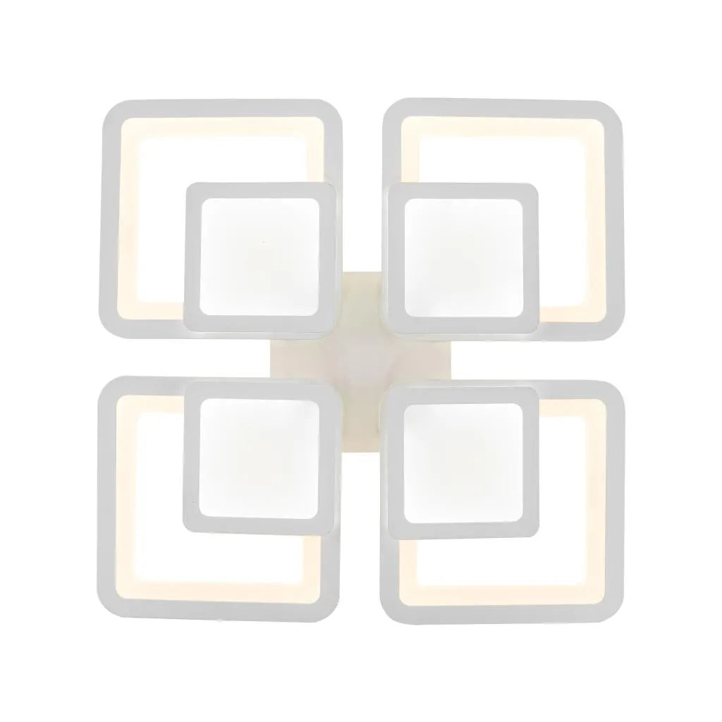 LED πολυέλαιος με τηλεχειριστήριο σουσάμι, 77W, 4 τετράγωνα, κρύο/ζεστό/ουδέτερο φως, ασταθές, λευκό