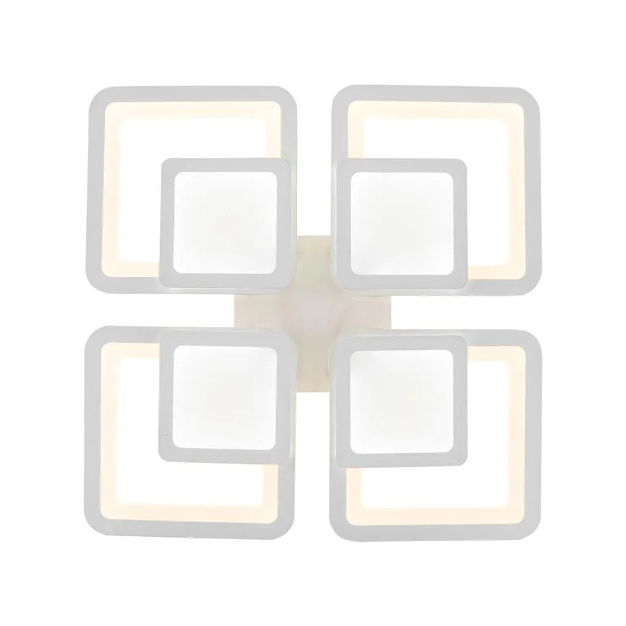 LED πολυέλαιος με τηλεχειριστήριο σουσάμι, 77W, 4 τετράγωνα, κρύο/ζεστό/ουδέτερο φως, ασταθές, λευκό