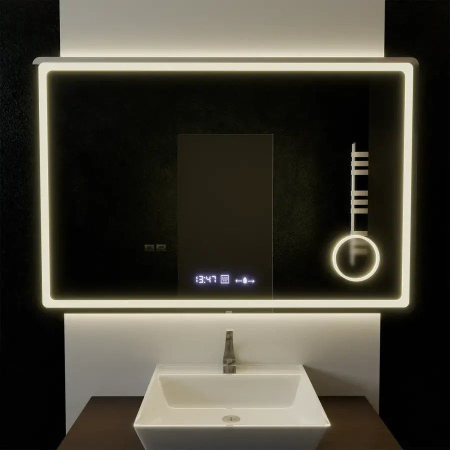 Mirror LED ορθογώνιο 120x80cm Souverain Motionglow Marcello Αποστολικό Σύστημα Ρολόι & Dimable Cosmetic Terometer