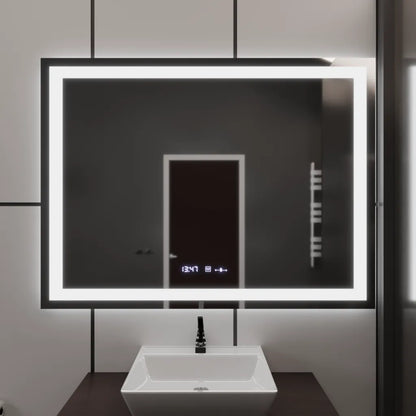 Mirror LED ορθογώνιο 120x80cm Vérité Motionglow Marcello, σύστημα απενεργοποίησης, θερμόμετρο και ρολόι, Daimable