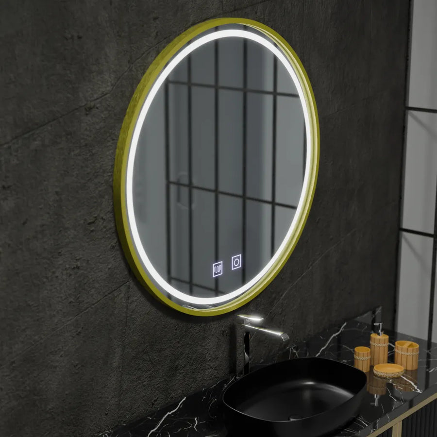 Mirror LED γύρο 70cm Touch Glanz System Decrost Rama Rose Gold Brudged