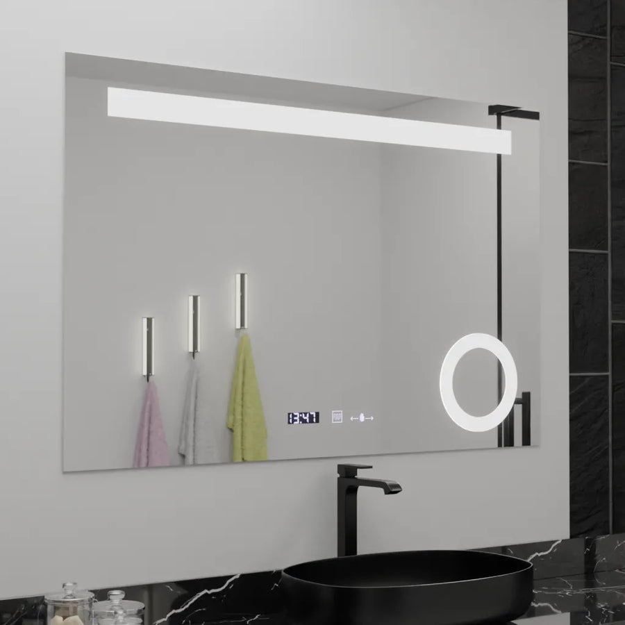 Mirror LED ορθογώνιο 120x80cm Absolu Motionglow Marcello Διάρκεια Ρολόι & Commensurial Θερμόμετρο
