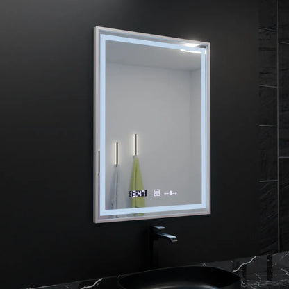 Mirror LED ορθογώνιο 60x80cm Verite Imperial Silver Motion Glow Marcello Dishantic Clock Defrition System