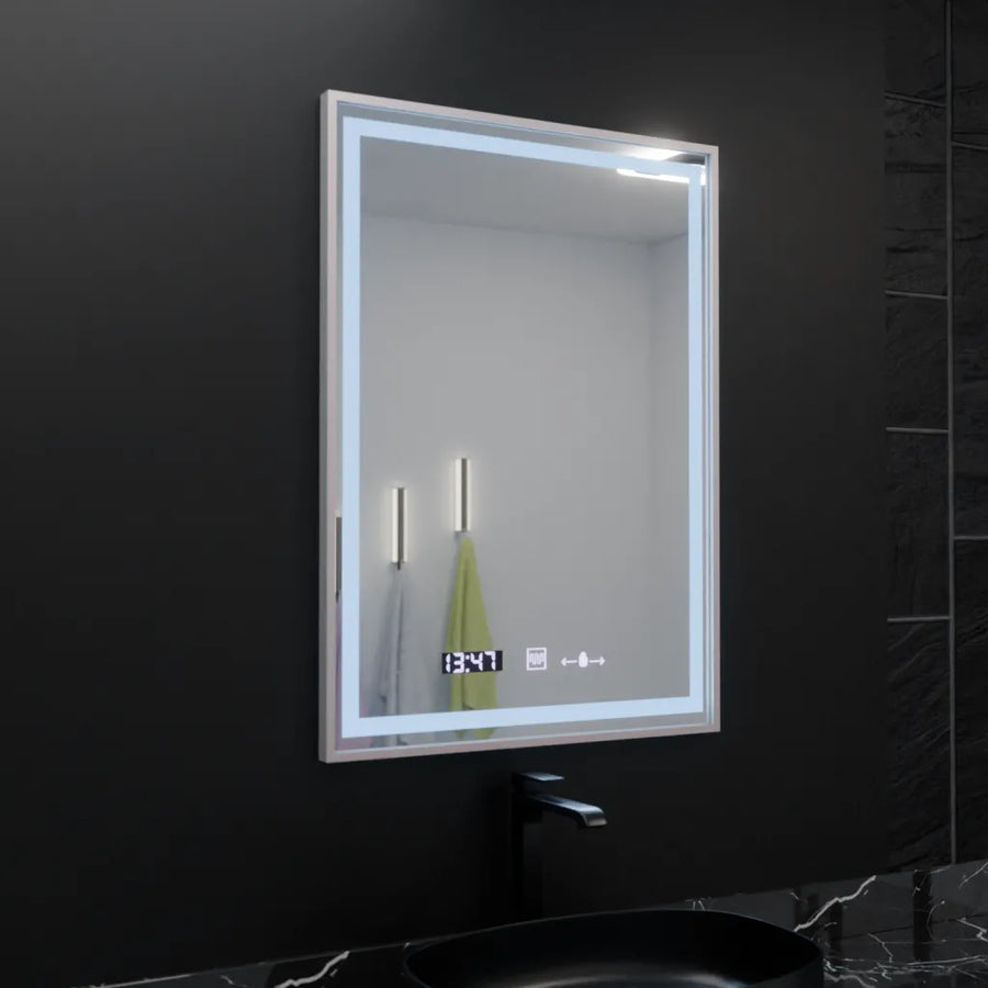 Mirror LED ορθογώνιο 60x80cm Verite Imperial Silver Motion Glow Marcello Dishantic Clock Defrition System
