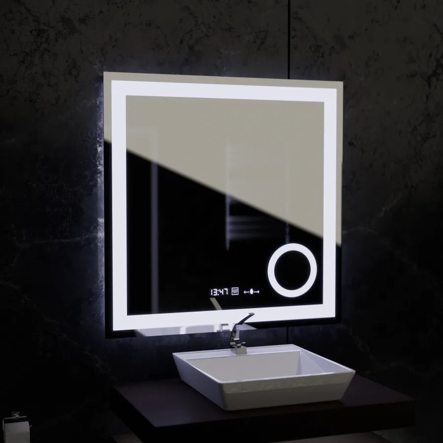 Mirror LED ορθογώνιο 80x80cm Souverain Motionglow Marcello Αποστολικό Σύστημα Ρολόι & Θερμόμετρο Wolf