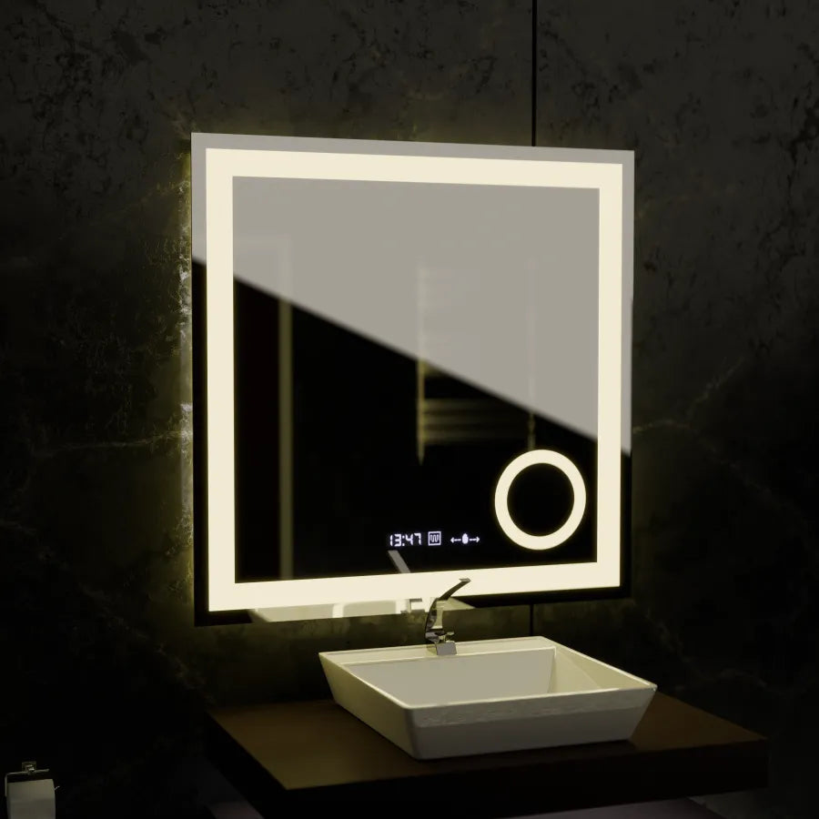 Mirror LED ορθογώνιο 80x80cm Souverain Motionglow Marcello Αποστολικό Σύστημα Ρολόι & Θερμόμετρο Wolf