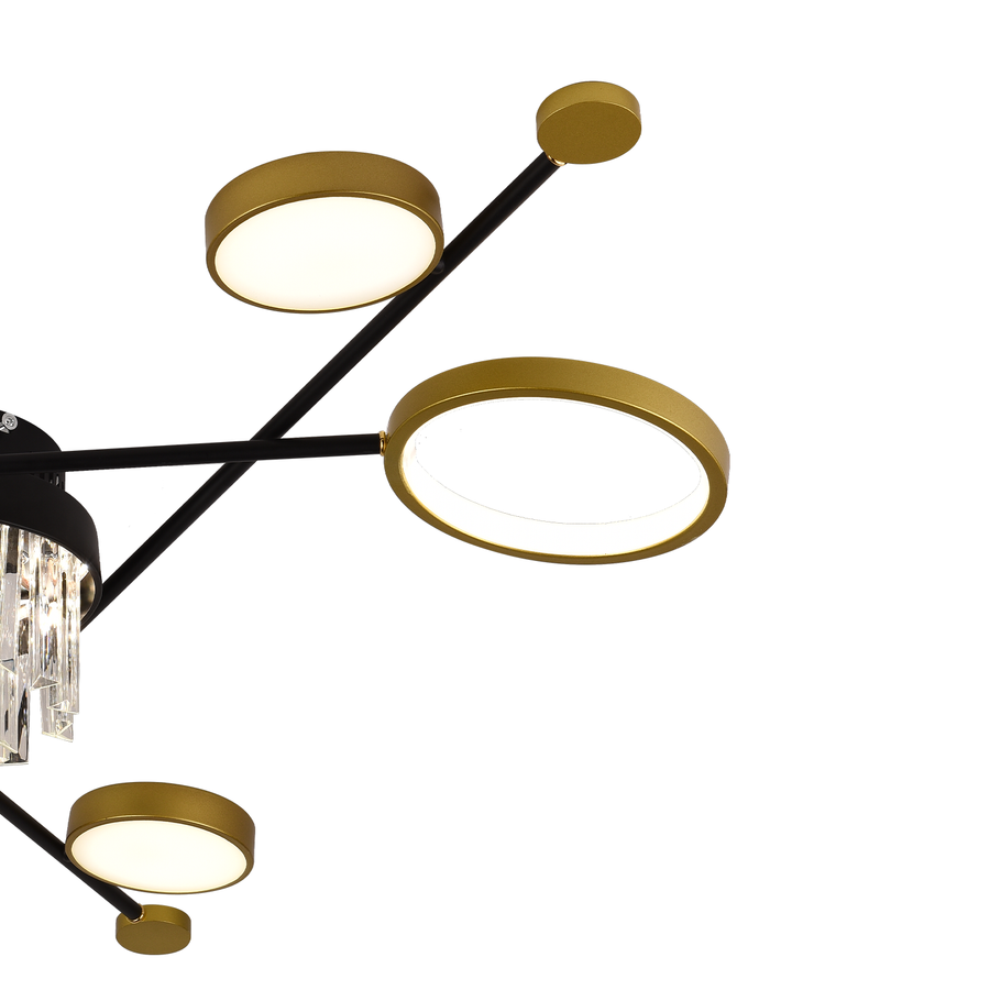 LED πολυέλαιος με τηλεχειριστήριο, Velo, 38W, μαύρο χρυσό