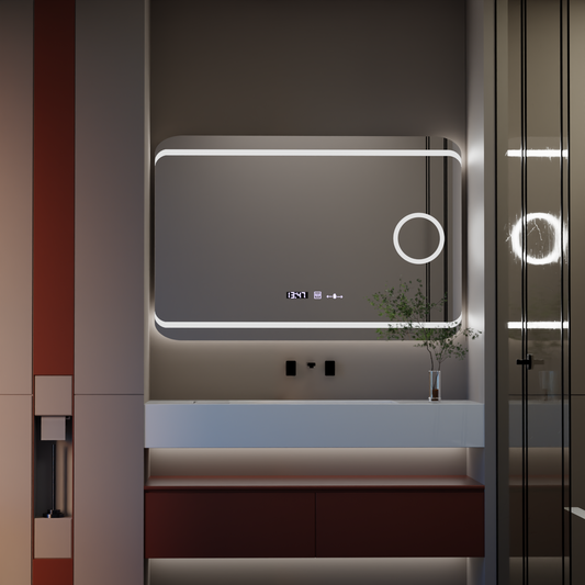 Mirror LED ορθογώνιο 120x80cm Capri Stile Motionglow Marcello Αποσυναρμολόγηση ρολογιού & θερμόμετρου Wolf Cosmetic