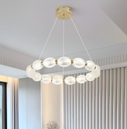 Lustra LED suspendata cu telecomanda FAUSTO II, 43W, lumina Rece/Calda/Neutra, Dimabila,Inaltime Reglabila, Auriu