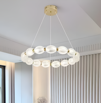 Lustra LED suspendata cu telecomanda FAUSTO II, 43W, lumina Rece/Calda/Neutra, Dimabila,Inaltime Reglabila, Auriu