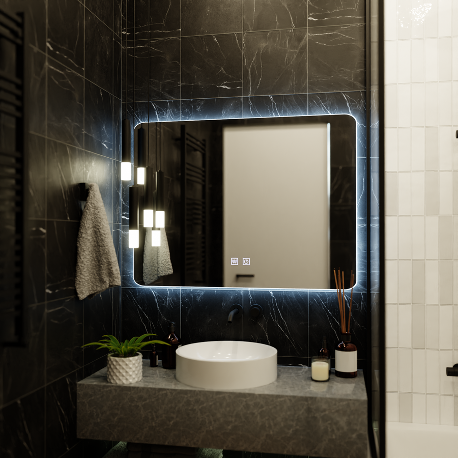 ARTEA Ορθογώνιος καθρέφτης LED αφής, 80X60cm, Σύστημα Demister, Dimmable, Race Light 6000K