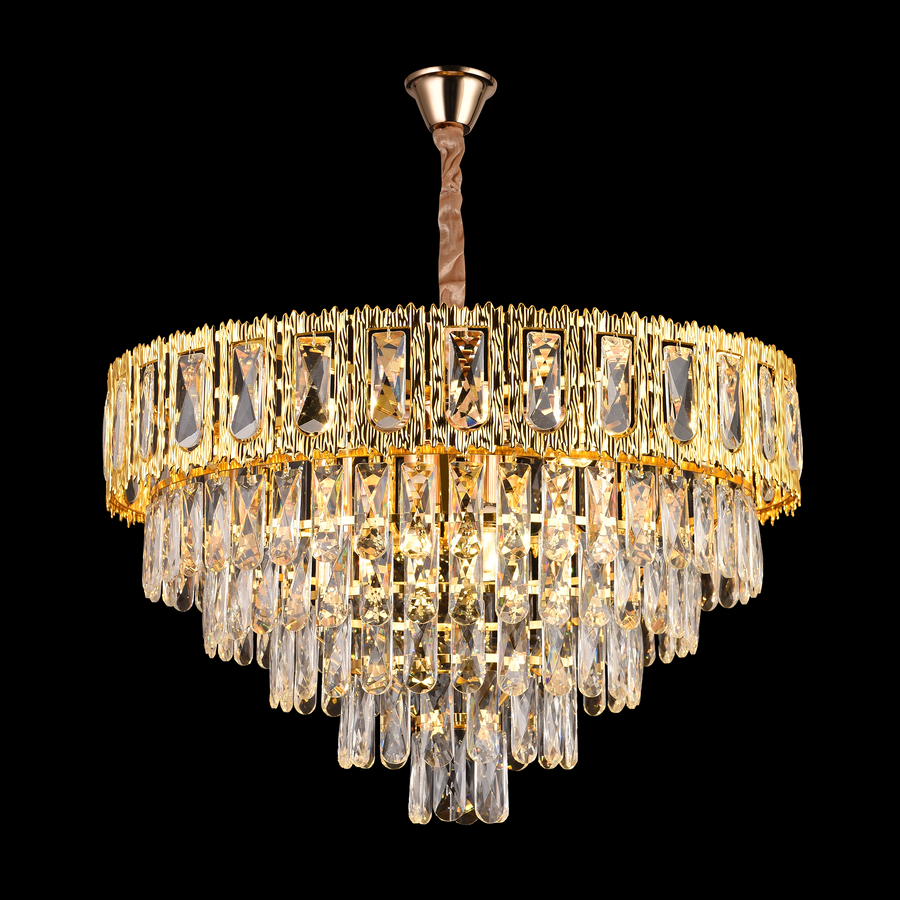 Corona Zaffiro 8xe14 Crystal πολυέλαιος, διάμετρος 60cm, γυαλιστερό χρυσό, ανανεώσιμο ύψος