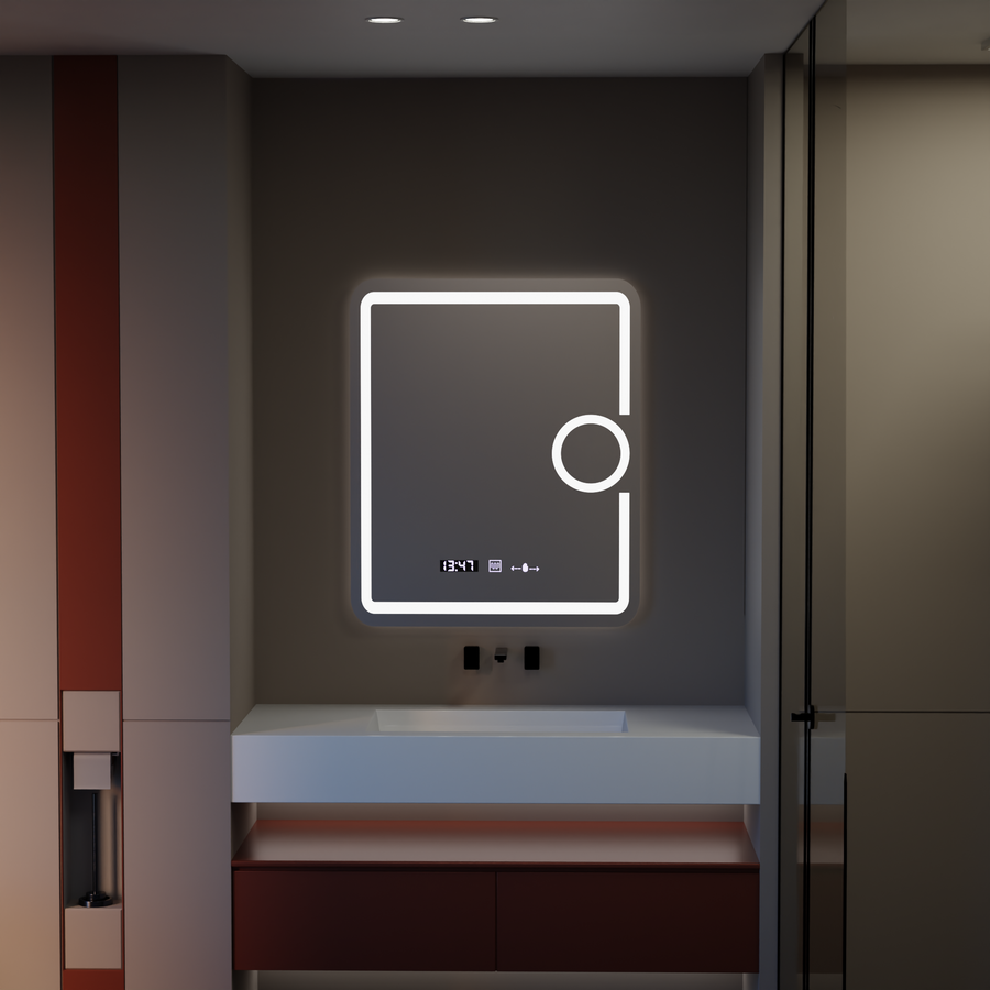 Mirror LED ορθογώνιο 75x90cm Eclat Motionglow Marcello Distantling System & Thermometer of Cosmetics Dimable