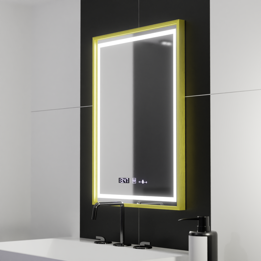 Ορθογώνιος καθρέφτης LED 50x70cm Verite Royale Gold Motion Glow Marcello Dimable Clock Discosting System