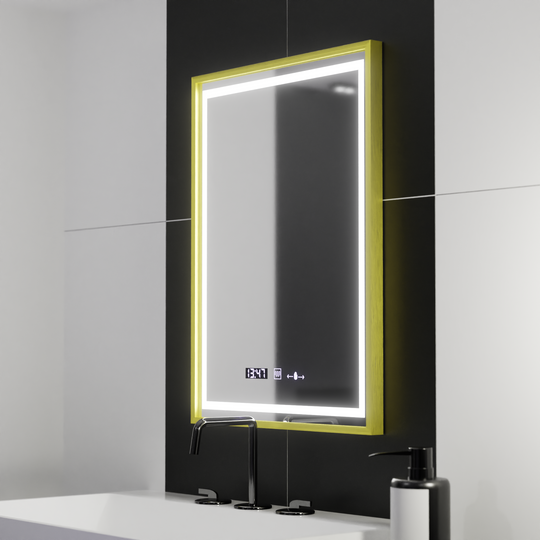 Ορθογώνιος καθρέφτης LED, 50x70 cm, Verite Royale Gold Motion Glow Marcello, Σύστημα αποθαμβώματος, Ρολόι & Θερμόμετρο, Dimable Καθρέφτες Marcello Προεπιλεγμένος τίτλος Alessandro Design