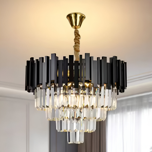 Crystal πολυέλαιος Blois Noble 4XE14, διάμετρος 40cm, μαύρο, ρυθμιζόμενο ύψος