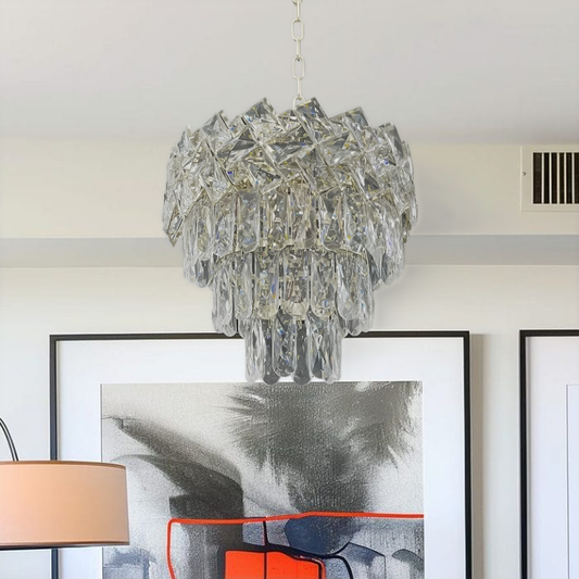 Crystal πολυέλαιος Windsor Petito 3xe27, διάμετρος 30cm, γυαλιστερό χρώμιο, ρυθμιζόμενο ύψος