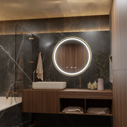LED Στρογγυλός καθρέφτης, 60cm, Celeste Royale Gold MotionGlow Marcello, Σύστημα Demister, Ρολόι & Θερμόμετρο, Ρυθμιζόμενο