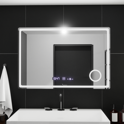 Mirror LED ορθογώνιο 90x60cm Bellezza Riflesso Puro Motionglow Marcello Dishantic Clock System