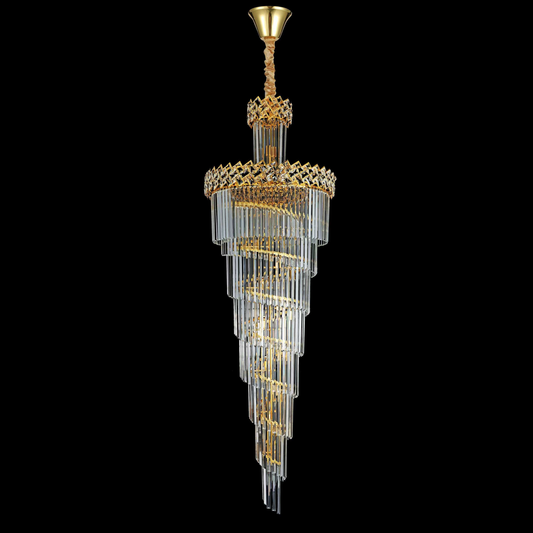 Crystal Chandelier CC800/700X2100GD, 33xE14, Διάμετρος 70cm, Ύψος 210cm, Γυαλιστερό Χρυσό, Ρυθμιζόμενο Ύψος, Κομψή σχεδίαση