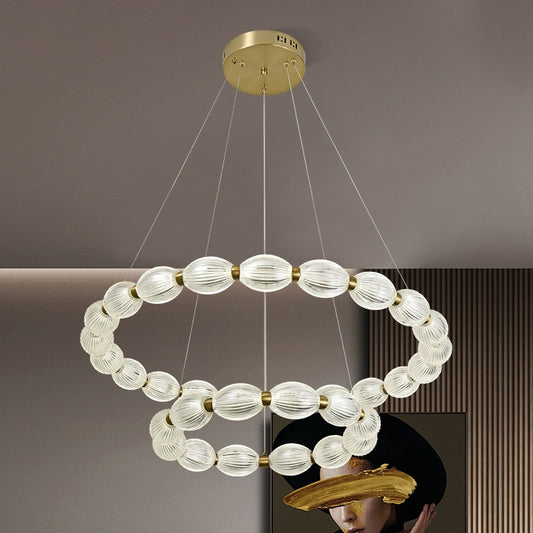 Lustra LED suspendata cu telecomanda FAUSTO, 85W, lumina Rece/Calda/Neutra, Dimabila,Inaltime Reglabila, Auriu