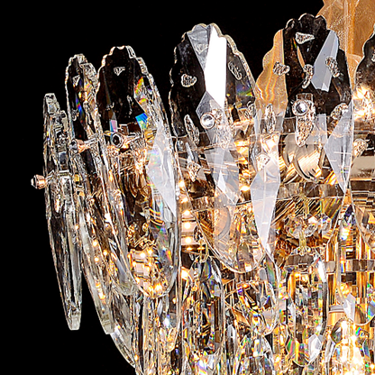 Κρυστάλλινος Πολυέλαιος, Elegance, 7xE14, Διάμετρος 40cm, Γυαλιστερό χρυσό, Ρυθμιζόμενο ύψος, Μέταλλο και Κρύσταλλο