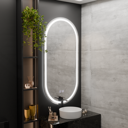 Mirror LED Oval 50x100cm Velara Touch System Dimable Dismantling