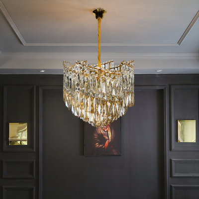 Crystal πολυέλαιο Topkapi Noble 6xe14, διάμετρο 40cm, γυαλιστερό χρυσό, ρυθμιζόμενο ύψος