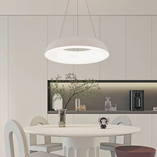 Lustra LED suspendata cu Telecomanda CHIARA, 74W, Lumina Rece/Calda/Neutra, Dimabila, Alb
