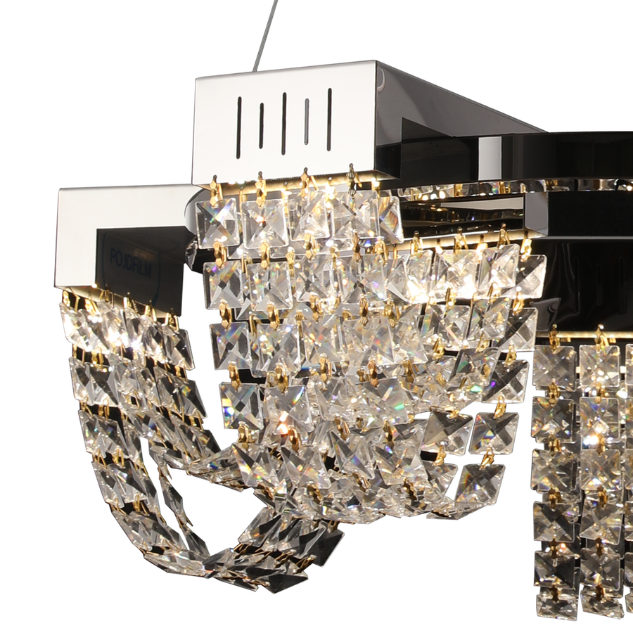 Κρυστάλλινος πολυέλαιος LED 15W, CC370/500CH, Διάμετρος 50cm, Γυαλιστερό χρώμιο, Ζεστό Ουδέτερο Ψυχρό Φως 3000K/4000K/6000K Ρυθμιζόμενο Ύψος, Μέταλλο και Κρύσταλλο