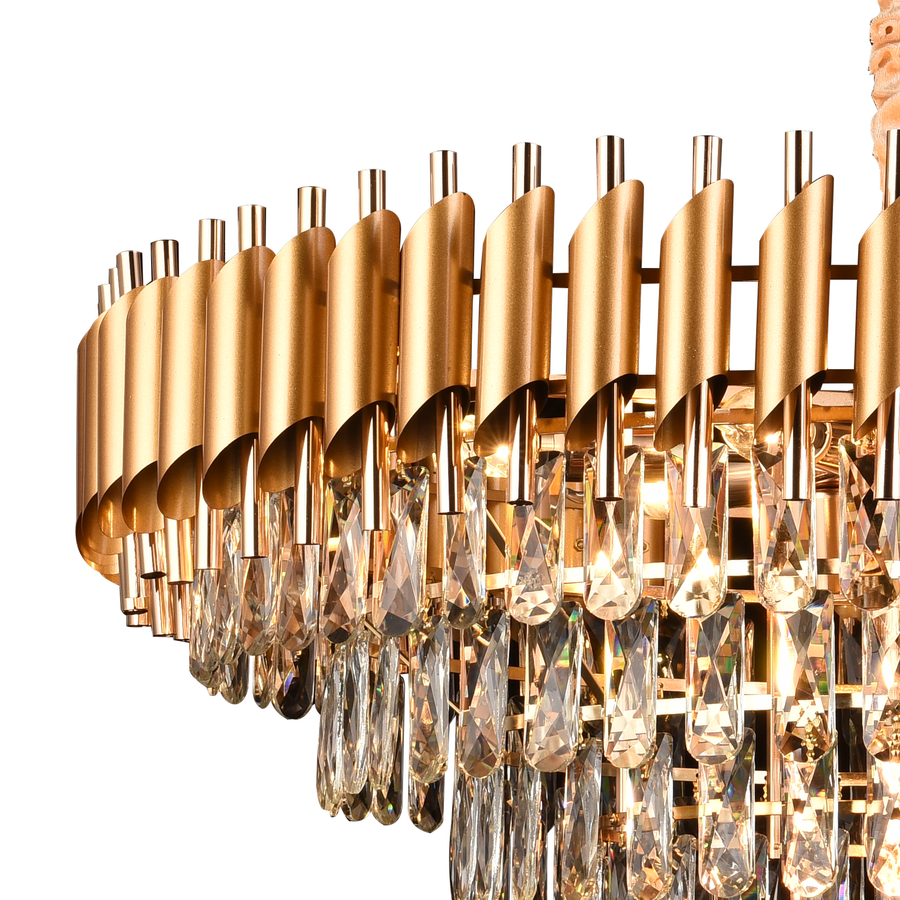 VERSAILLES Supremo Crystal Chandelier, CC900/800GD, 12xE14, Διάμετρος 80cm, Γυαλιστερό Χρυσό, Ρυθμιζόμενο Ύψος, Μέταλλο και Κρύσταλλο