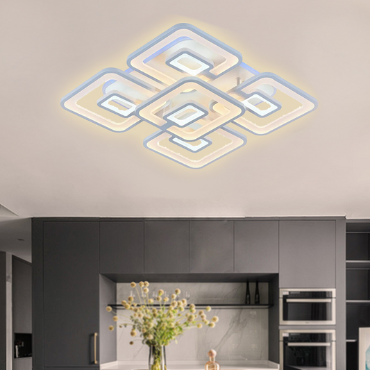 LED Lust με τηλεχειριστήριο, Felix, 5 τετράγωνα, 107W, κρύο/ζεστό/ουδέτερο φως, ασταθές, λευκό