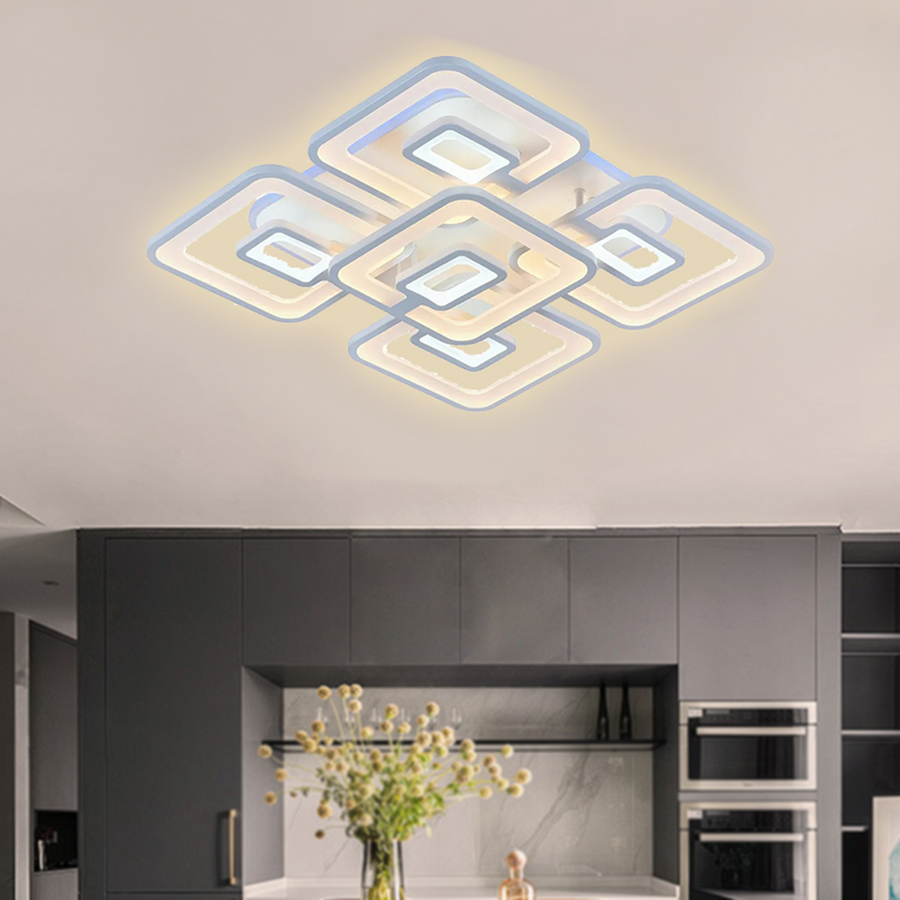 LED Lust με τηλεχειριστήριο, Felix, 5 τετράγωνα, 107W, κρύο/ζεστό/ουδέτερο φως, ασταθές, λευκό