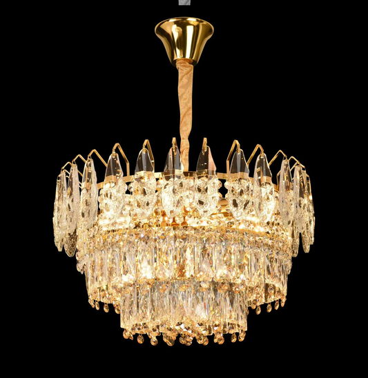 Πολυέλαιος Crystal Windsor Elegance 6x E14, διάμετρος 49cm, γυαλιστερό χρυσό, ρυθμιζόμενο ύψος