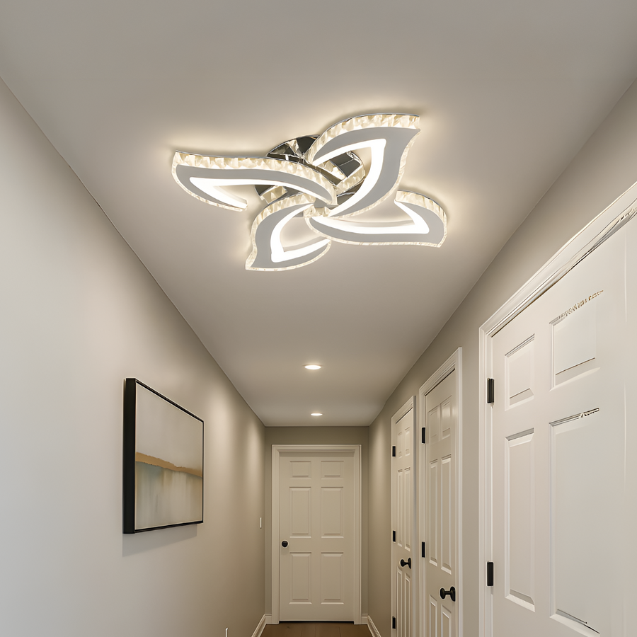 Πολυέλαιος Alejandro LED με τηλεχειριστήριο, 71W, 4 λουλούδια, κρύο/θερμ/ουδέτερο φως με δυνατότητα ρύθμισης φωτισμού, χρώμιο