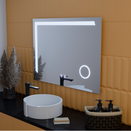 Mirror LED Touch Manfred Σύστημα πρόβλεψης, ρολόι και θερμοκρασία 60x80 cm καλλυντική μεγέθυνση