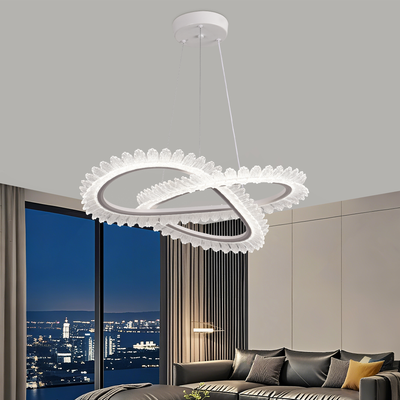 Πολυέλαιος LED LT187WH, Κρύσταλλο και μέταλλο, 52W, Ρυθμιζόμενο, Ρυθμιζόμενο ύψος, Κρύο/Ζεστό/Ουδέτερο φως, Πολυτελής Φωτισμός