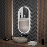 Οβάλ καθρέφτης LED, 50x100cm, Lucia Sensor Marcello, Σύστημα Demister, Ρολόι & Θερμόμετρο, Dimmable