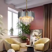 Crystal πολυέλαιος Blois Eleganza 8xe14, διάμετρος 49cm, ασήμι, ρυθμιζόμενο ύψος