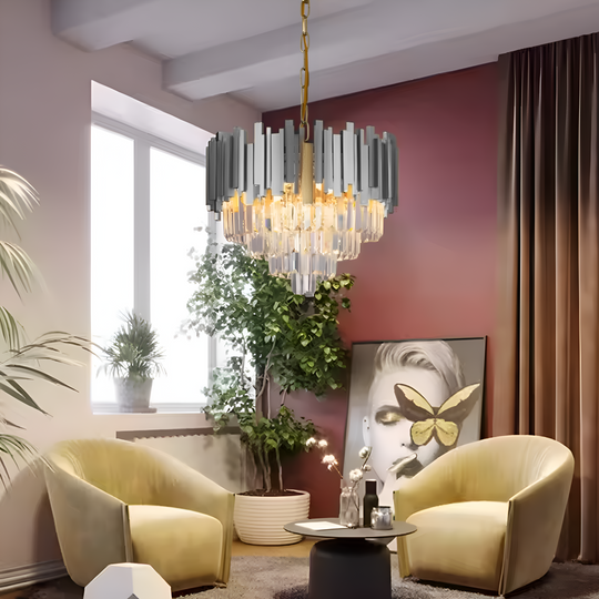 Crystal Chandelier BLOIS Eleganza 8xE14, Διάμετρος 50 cm, Ασημί, Ρυθμιζόμενο Ύψος Crystal Chandeliers Προεπιλεγμένος τίτλος Alessandro Design