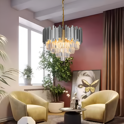 Crystal πολυέλαιος Blois Eleganza 8xe14, διάμετρος 49cm, ασήμι, ρυθμιζόμενο ύψος