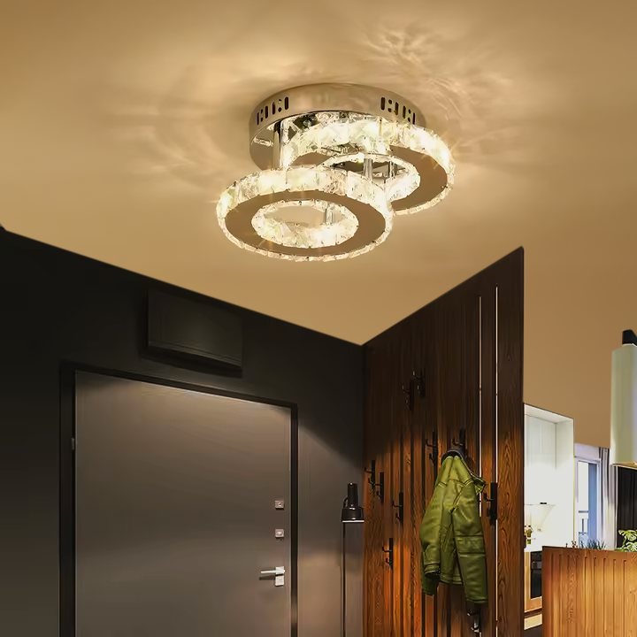 LED LED Royalo Rondra με κρυστάλλους, 2 πηγές φωτός, 26W, γυαλιστερό χρώμιο