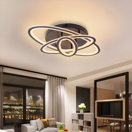 LED πολυέλαιος με τηλεχειριστήριο Gentian, 75W, 3 ελλείψεις, κρύο/ζεστό/ουδέτερο φως, ασταθές, μαύρο