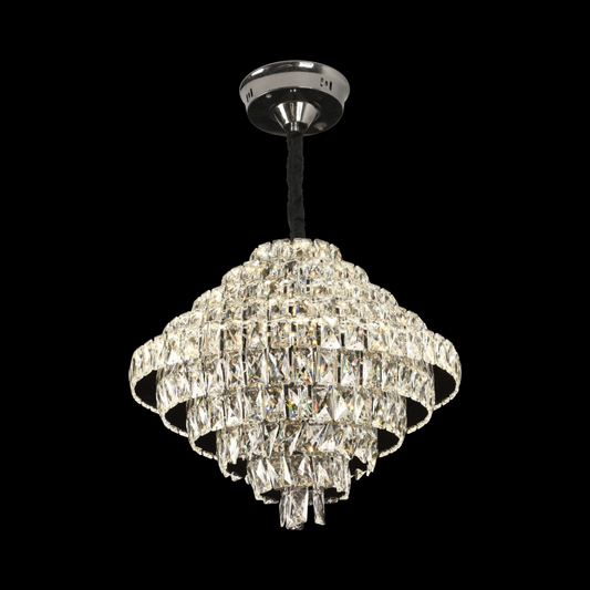 Crystal Chandelier CC6705/500CR 9x E14, Διάμετρος 49cm, Γυαλιστερό χρώμιο, Ρυθμιζόμενο ύψος