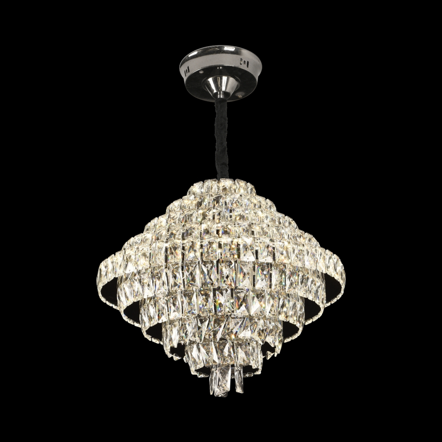 Crystal Chandelier CC6705/500CR 9x E14, Διάμετρος 49cm, Γυαλιστερό χρώμιο, Ρυθμιζόμενο ύψος
