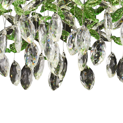 Crystal LED Chandelier LLC211/400GN Στρογγυλός, 22W, Κρύο/Ζεστό/Ουδέτερο φως, Πράσινοι Κρύσταλλοι, Γυαλιστερό χρώμιο